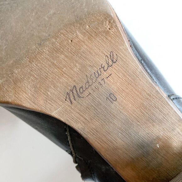 Madewell The Billie Ankle Boots Women 10 Zip Black Leather Stacked Block Heel - Picture 12 of 12